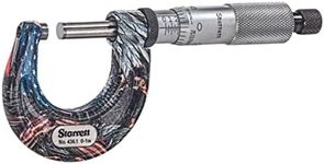 Starrett Outside Micrometer with One-Piece Spindle, Satin Chrome Finish and Advanced Sleeve Design - American Pride Theme, 0-1" Range, 0001" Graduations - APT436.1XRL-1