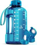 AQUAFIT 2l Water Bottle with Straw - Half Gallon Water Bottle - Motivational Gym Water Bottles 2l - 2 Liter Water Bottle Time Marker - Half Gallon Water Jug 64 oz - Large Water Bottle Teal