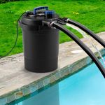 HAPPYGRILL Pond Pump Filter, 2642 GPH Bio Pond Filter System w/13W UV-C Light, Bio Balls & 4 Adapters for 1321 Gal Koi Fish Ponds or 2642 Gal Ornamental Ponds