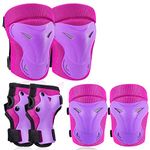 Adult/Kids Protective Gear Set for Skating, Biking and More, Includes Knee, Elbow and Wrist Pads, Adjustable Fit, for Inline Skating, Roller Derby, Skateboarding, BMX Ride, and Rollerblading