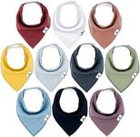 Little Munchkins 10 Pack Solid Color Baby Bandana Drool Bibs for Boys, Unisex - Organic Cotton - Absorbent - Soft- Teething Drool Bibs Set