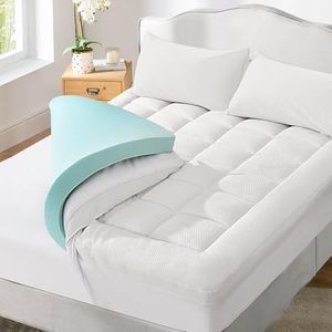 NEXHOME PRO Dual Layer 3 Inch Memory Foam Mattress Topper King Size Ultra Soft and Breathable Mattress Topper with Pillow Cases 7880N