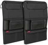 ATHLON TOOLS 2 x Car Seat Organiser with Integrated Tablet Holder - Reinforced Back - with Extra Pencil Case - for Business and Children - Designed in Hamburg (Black/Set of 2)