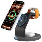 Virtutron 23W Wireless Charger 3-in-1 Charging Station | Magnetic MagSafe Compatible for iPhone 17/16 / 15/14 / 13/12 Plus, Pro, Pro Max Series, Airpods 3rd/2nd gen & iWatch Ultra (Black)