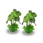 Foodie Puppies Aquarium Plastic Plants (Spade Money, Set of 2) Green Leaves Tree/Plant for Fish Tank Ornaments Freshwater & Saltwater Decorative Resin Base Decor Artificial Plastic Plants