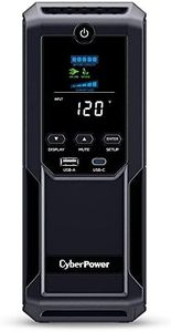 CyberPower CP1350AVRLCD3 Intelligent LCD UPS System, 1350VA/815W, 12 Outlets, 2 USB Ports, AVR, Mini Tower, Black