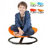 Kids Swivel Chair, Spin Sensory Chair, Metal Base, Non-Slip Design, Sensory Spin Chair Improve Physical Coordination and Spin Relief of Motion Sickness (Orange)