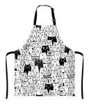 Wasach Cute Cartoon Black White Cats Bib Apron with Adjustable Neck for Men Women,Suitable for Home Kitchen Cooking Waitress Chef Grill Bistro Baking BBQ Apron