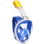 ECBUY Full Face 180° View with Anti-Fog and Anti-Leak Technology-Cutting-Edge Design Compatible Snorkel Mask- Panoramic Full Face Design See More (Blue, Large/Extra Large)