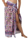 THE ART BOX 100% Cotton Sarong Coverup for Women Indian Hand Block Print Swimsuit Pareo Wrap Skirt Beach Bikini Cover Up Long (73" x 43")