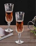 NVRA Italian Style Classic White or Red Wine Glasses Set of 6 | 200ml Premium Crystal Clear Diamond Cut Champagne Glass | Perfect for Cocktail, Brandy, Mocktail, Juice, Whiskey (Long, 6)
