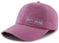 Xpayzere Funny Boy Mom Hat for Women, Funny Ajudtable Cotton Embroidered Mama Gifts Baseball Cap, Boy Mom Embroidered Pink, One Size