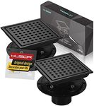 KUZOR 2PCS 304 Stainless Steel Shower Drain, Easy to Clean with Flange and Hair Strainer, Fast Drainage 6.5 GPM, Square Floor Drain for Bathroom -6 Inch - Matte Black