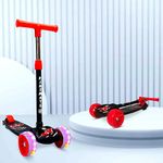 Kidsmate Rider Pro Kick Scooter with Broad PU LED Wheels | 3-Wheel Skating Scooter for Boys & Girls of Ages 6-12 Years | 5-Level Adjustable Height, and Easy Fold Design (Black)