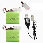 7.2V 2400mAh Rechargeable Ni-MH Battery AA Battery Pack with Standard Tamiya Connector for RC Car RC Truck Household Appliances 2 Pack with USB Charger