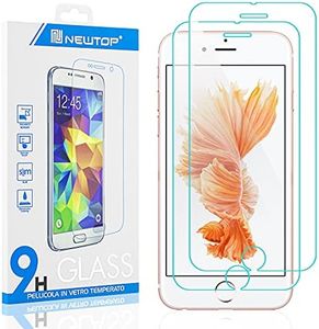 N NEWTOP [2 PEZZI Pellicola Compatibile con iPhone 6 e 6S, GLASS FILM 0.3mm 9H Vetro Temperato Proteggi Schermo Display Anti Urto Protezione