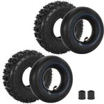 RUHUO Set of 2 4.10-4 Inch Air-Filled Inner Tubes with Curved Valve Stem Replacement for Garden Rototiller Snow Blowers Mower Hand Truck Wheelbarrow Go Kart Kid ATV