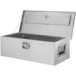 VEVOR Heavy Duty Aluminum Truck Bed Tool Box, Diamond Plate Tool Box with Side Handle and Lock Keys, Storage Tool Box Chest Box Organizer for Pickup, Truck Bed, RV, Trailer, 30"x13"x9.6", Silver