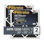 Filtrete 20x20x1, AC Furnace Air Filter, MPR 1200, Allergen Defense Odor Reduction, 2-Pack (exact dimensions 19.69 x 19.69 x 0.81)