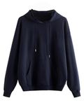 Popster Women's Fleece Neck Hooded Sweatshirt (POP0118483_Navy Blue