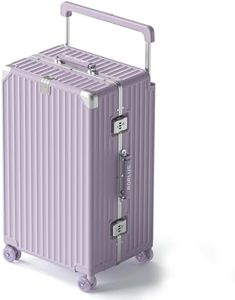 ROPLUS Aluminium Frame Checked-Luggage with Smooth Jelly Wheels, Hardside Zipperless Rolling Suitcase with TSA Lock (Purple, 28-Inch)
