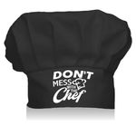 CREATCABIN Chef Hats Adjustable Chef Elastic Cotton Cooking Hat Reusable Stretch Chef Gifts for Men Women Adult Grilling Unisex Kitchen Baking Hibachi-Not' Mess with the Chef 9 x 11.8Inch(Black)