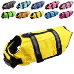 Dog Life Jacket Easy-Fit Adjustable Belt Pet Saver Swimming Safety Swimsuit Preserver with Reflective Stripes for Doggie (L, Yellow)