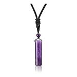 JOVIVI Amethyst Crystal Bar Necklace Women Men Healing Crystals Stone Gemstone Amulet Pendant Necklace Adjustable Rope Jewellery Gifts for Him Her Christmas Valentines