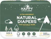 Happy Little Camper Ultra-Absorbent Natural Baby Diapers Size 6 - Hypoallergenic & Chlorine-Free Disposable Diapers Safe for Sensitive Skin - Unscented Junior Diapers - 17 Count