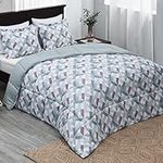 Basic Beyond Queen Comforter Set - Printed Geometry Pattern Comforter Set Queen Size,Lightweight Down Alternative Bed Comforter Queen Set(Geometry,Queen)