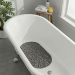 Bubbles Non-Slip Oval Bathtub Mat Clear Grey 28 L X 15 W