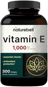 NatureBell Vitamin E Oil Softgels, 1,000 IU Per Serving, 300 Pills | Essential Antioxidant Supplements, Easily Absorbed Form – Supports Skin, Heart, & Immune Health – Non-GMO