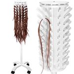 Yumkfoi 120 Pegs Rotatable Braiding Rack for Hair Braiding, 120 Pegs Braid Rack with Locking Caster Wheels, Wooden Hair Separator Stand Hair Extension Holder