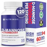 Nutrawave Fast-Acting D Mannose with Cranberry Pills for UTI Treatment, Bladder and Urinary Tract Support, 1000mg per Serving, Cranberry Supplement, Dandelion Extract, & Hibiscus Powder, 120 Capsules - 60 servings