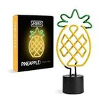 Amped & Co Pineapple Real Neon Light Indoor Decorative Lamp, Large 14x6”, Handcrafted Yellow/Green Glass