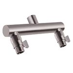 HAOXIN Shower Head Manifold with Double Outlet and Shut Off Valves for Dual Sprayer Showering System,Can Connect Two Showerheads,Brushed Nickel,STN02