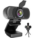 Webcam HD 1080P,Webcam with Microphone, USB Desktop Laptop Camera with 110 Degree Widescreen,Stream Webcam for Calling, Recording,Conferencing, Gaming,Webcam with Privacy Shutter and Tripod