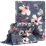 FINTIE Case Compatible with iPad Air 5th Generation (2022) / iPad Air 4th Generation (2020) 10.9 inch with Pencil Holder - 360 Degree Rotating Stand Cover with Auto Sleep/Wake, Blooming Hibiscus