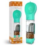 RFinote Dog Water Bottle - 300ml Pet Water Bottle with Garbage Collection Bag, Poop Shovel and Food Dispenser - Water Feeder Leak Proof Portable for Travel and Walking.