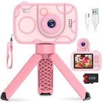 DMG TECH Camera for Kids, 96MP Digital Camera, 8x Zoom, Delayable Shooting, 1080P HD Video Camera for Kids with 32GB SD Card/2.4 Inch IPS Screen, Kids Selfie Camera, Mini Camera for Teens, Kids (Pink)