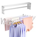 Vikaqi Wall Mounted Clothes Drying Rack, Foldable Wall Mount Laundry Drying Rack Folding Indoor, Drying Rack Clothing Collapsible, Retractable Towel Rack, Space Saver with 7 Drying Rods, White