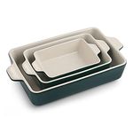 Sweejar Home Ceramic Bakeware Set, Rectangular Baking Dish Lasagna Pans for Cooking, Kitchen, Cake Dinner, Banquet and Daily Use, 30 x 20 x 7 cm of Casserole Dishes (Jade)