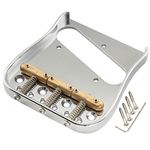 Musiclily Ultra 54mm Curved Tele Bridge with Brass Plate Compensated Brass 3-Saddles for Tele Telecaster Electric Guitar, Chrome