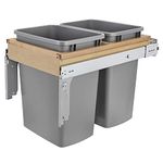 Rev-A-Shelf Double Pull Out Under Cabinet Trash Can w/Soft-Close, 35 Qt Garbage Bin for 15" x 1.5" Face Frame, Silver, 4WCTM-18BBSCDM2