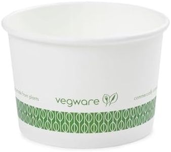 Vegware Compostable 8oz PLA Lined Paper Food Bowls, Case of 1000, Disposable, White Round Ice Cream or Soup Containers, Renewable Plant-Based, 90-Series Lids Available