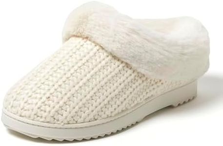 Dearfoams Women's Hannah Chenille Knit Clog Slipper, Cream, 9-Numeric_10
