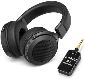 Rumoon 2.4GHz Wireless Headphones for Bass Guitar, 20ms Low Latency, Wireless Over Ear Headphones with 6.35mm & 3.5mm Jack for Studio Monitor & Mixing DJ AMP Keyboard, Pure Black