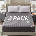 2 Pack Waterproof Mattress Protector, Twin XL Size Noiseless Mattress Pad with Deep Pocket Fitted Up to 6"-18", Breathable & Dirt-proof Bed Mattress Cover for Teenager Room, College Dorm (Gray)