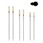 6PCS Large Eye Sewing Needles, 5.7cm/6.4cm/7.0cm 3 Sizes Needles, Embroidery Needles for Hand Sewing with a Threader