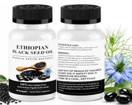 1 Bottle Ethiopian Black Seed Oil Capsule,90 Nigella Sativa Softgels,Zero Additives(Non-GMO) Blackseed,Organic High Strength Cold Pressed Black Seed Oil, Antioxidant Support&Hair Care for Woman&Men